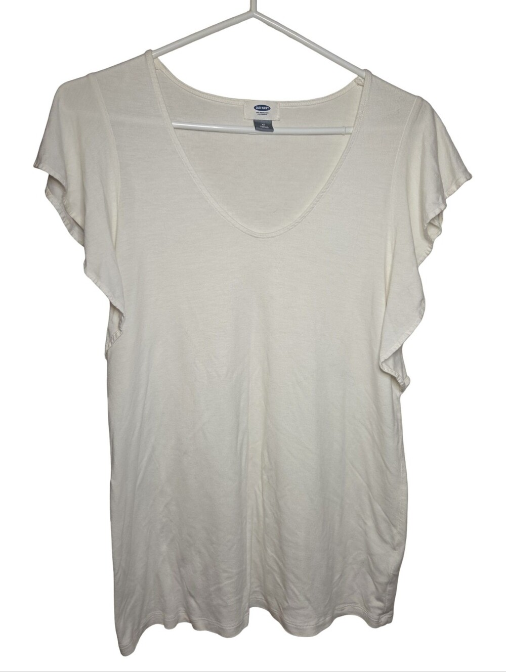 Old Navy Ruffel Sleeve Top, White, Medium